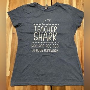 Women’s Cap-Sleeve T-Shirt: Teacher Shark, Size Large